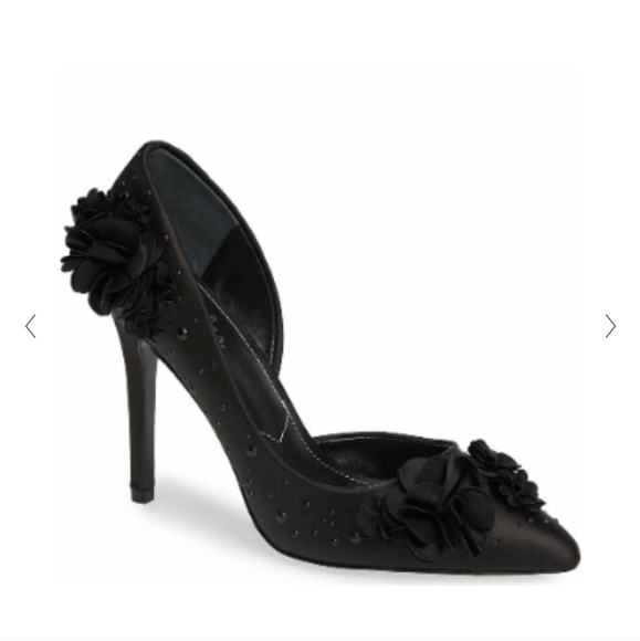 Charles By Charles David Poloma Black Satin Flowers and Raindrop Crystals - Picture 1 of 16